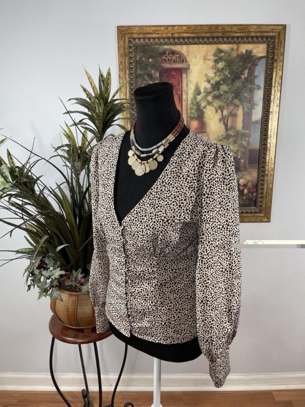 Ruched Blouse Puff Sleeve